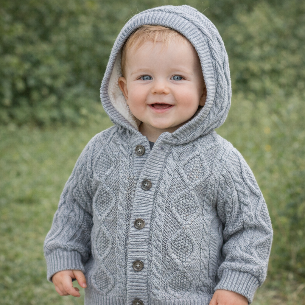 6-12M Grey Knitted extra warm cardigan - Country Road