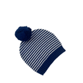 6-12M Navy Blue & White Stripe Knit Pompom Beanie