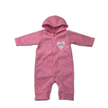 Newborn Pink Melange Fleece Hooded Snap Onesie - Woolworths