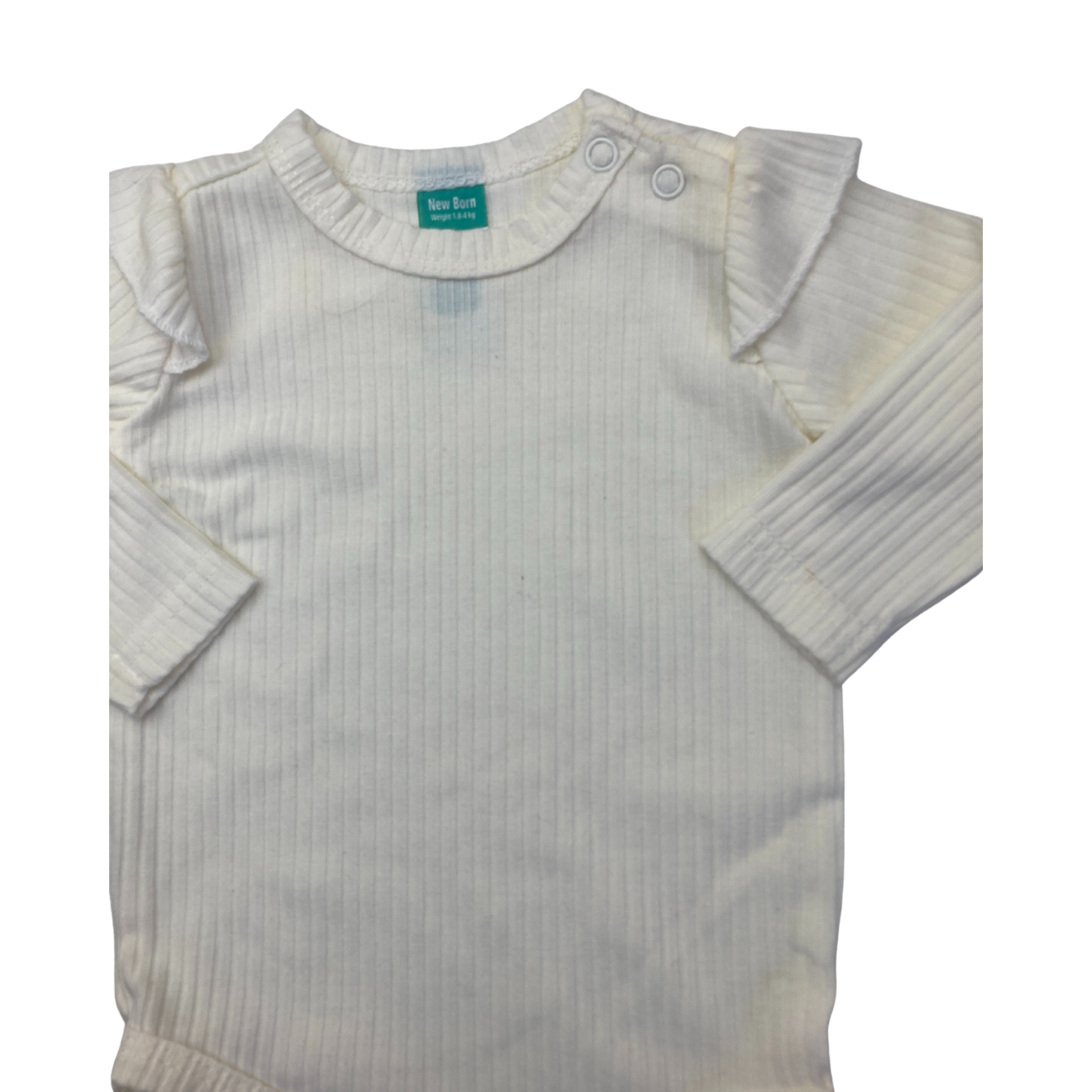 Newborn Cream Frill Ribbed Bodysuit - Ackermans