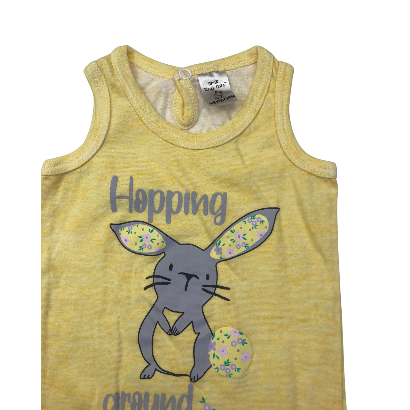 Newborn Light Yellow Bunny Sleeveless Romper - Tiny Tots