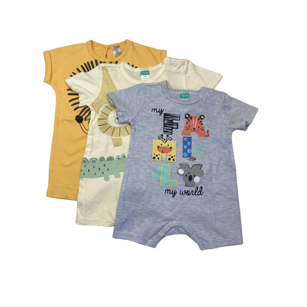 0-3M Grey & Yellow Rompers - Tiny Tots, Ackermans