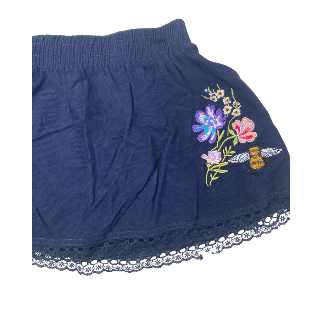 3-4Y Blue Embroidered Viscose Skirt - Real