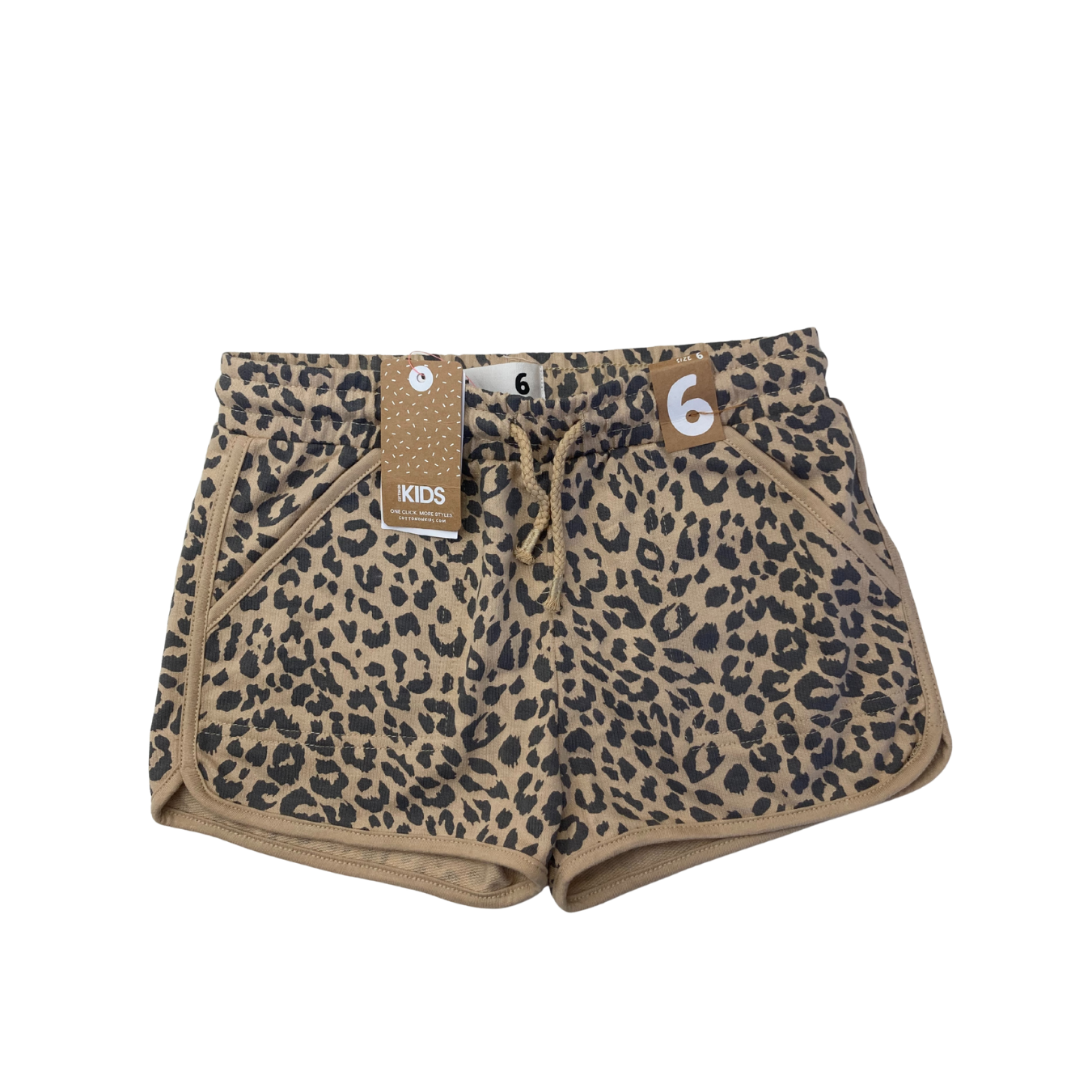 6Y Beige & Grey Leopard Print Nina Knit Shorts - Cotton On