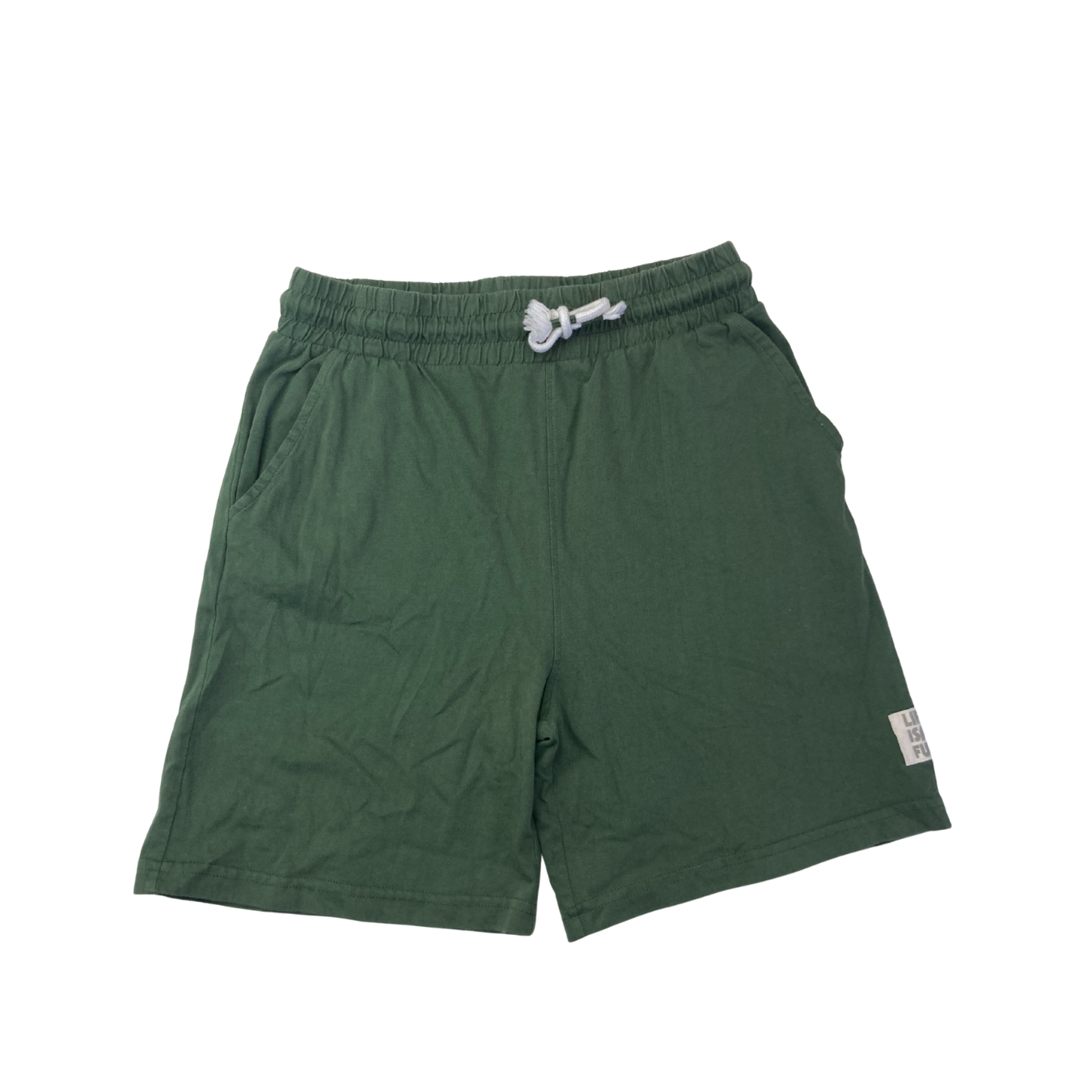 11-12Y Moss Green Soft Cotton Drawstring Shorts - Real
