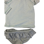 2-3Y Mint Green Stripe Rash Vest & Peplum Bottoms Swimwear - Cotton On