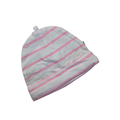 3-6M White & Pink Stripe Beanie - Woolworths