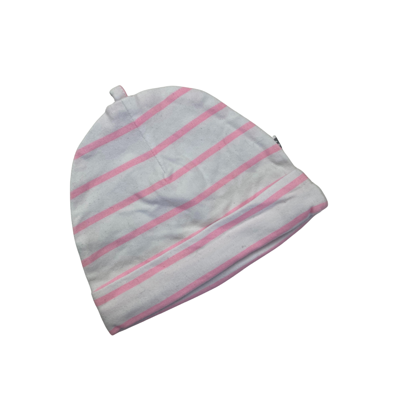 3-6M White & Pink Stripe Beanie - Woolworths