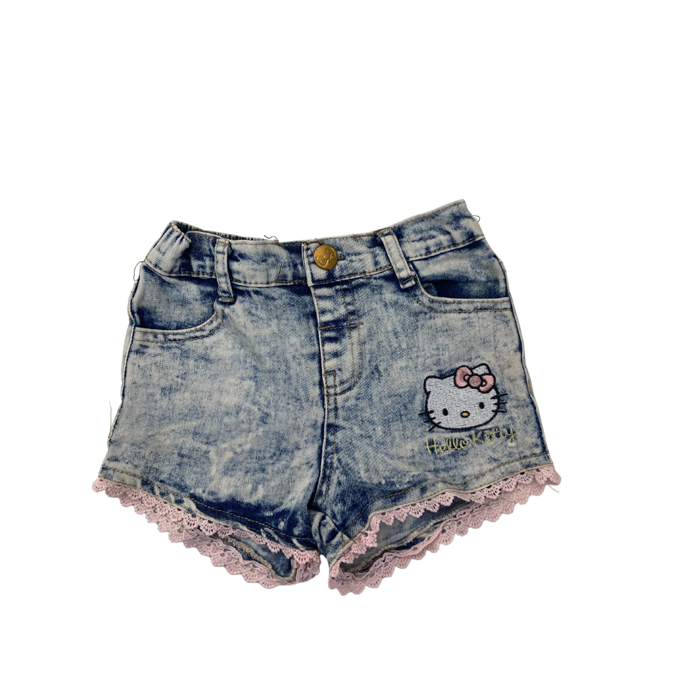 12-18M Light Blue Acid Wash Denim Hello Kitty Shorts - Hello Kitty