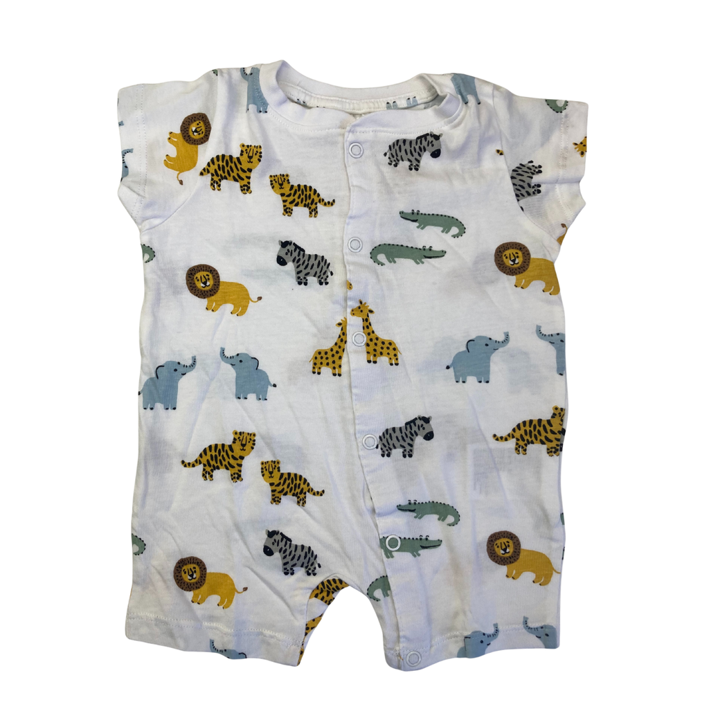 UK 1-2M White Animal Snap Romper - H&M