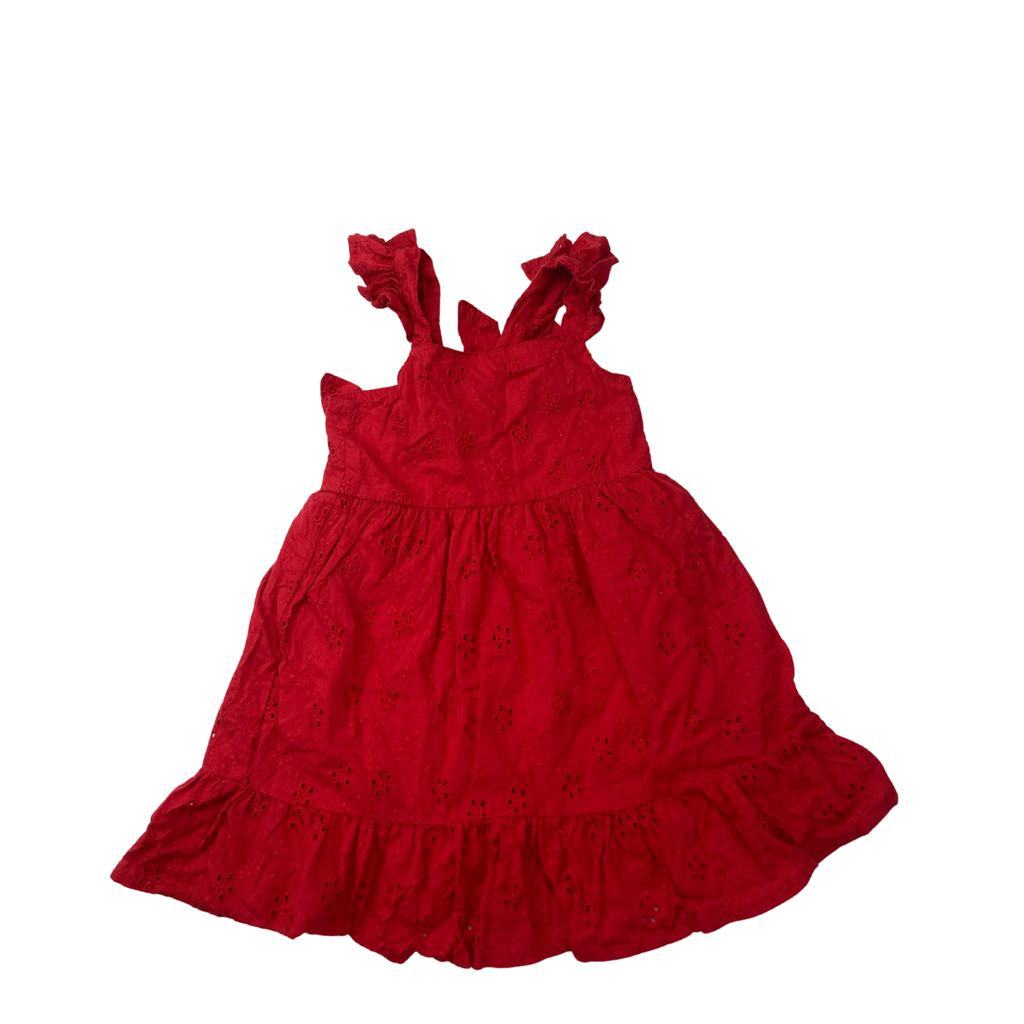 12-18M Red Eyelet Strappy Dress - Keedo