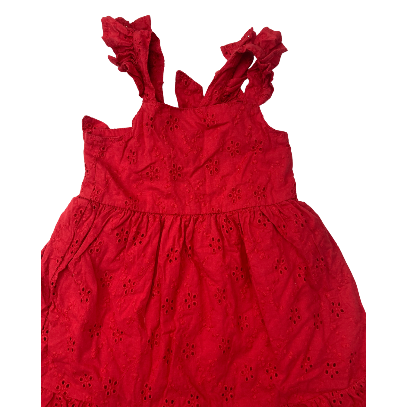 12-18M Red Eyelet Strappy Dress - Keedo