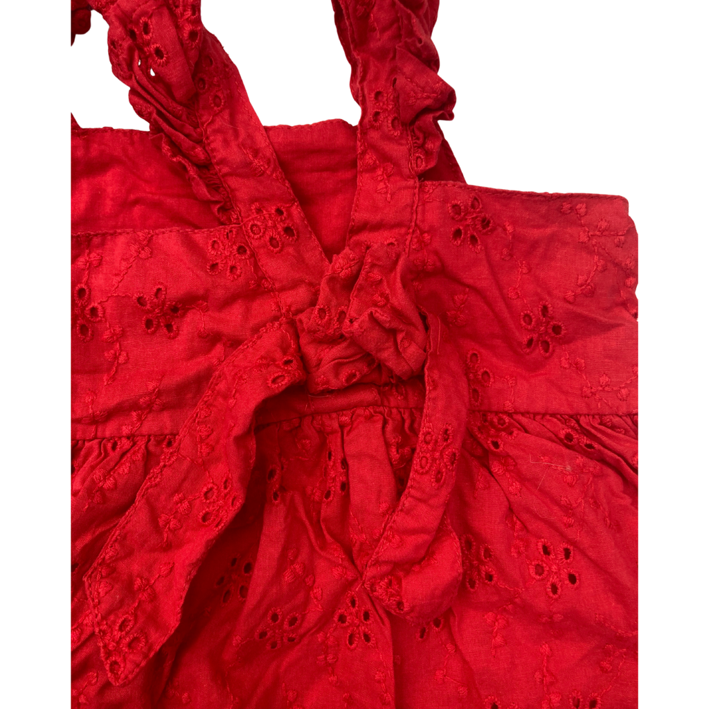 12-18M Red Eyelet Strappy Dress - Keedo