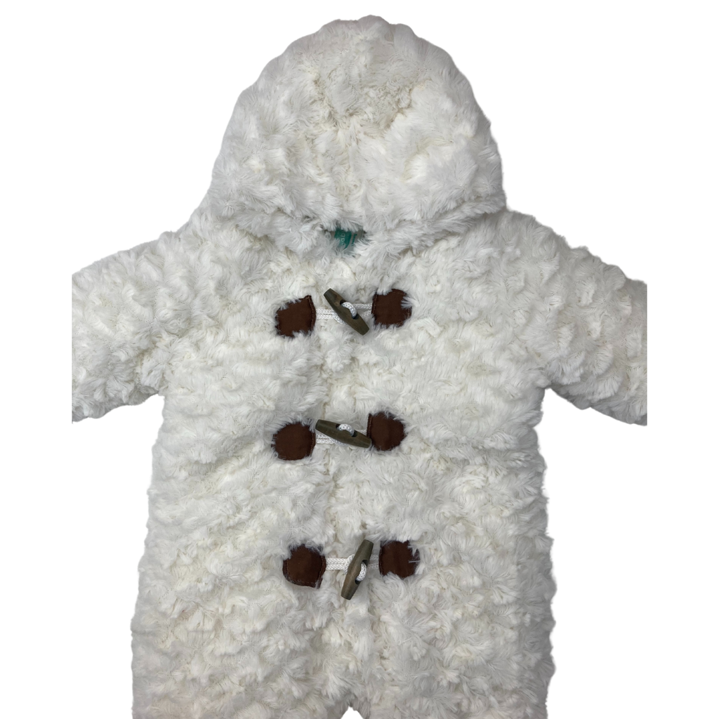 3-6M Cream Toggle Fleece Lined Snowsuit Onesie - Ackermans