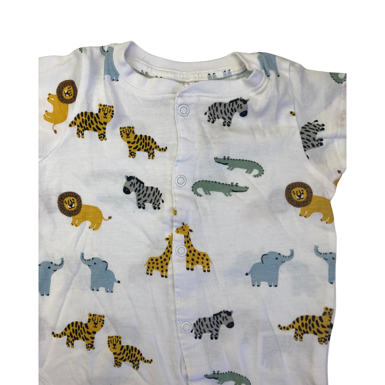 UK 1-2M White Animal Snap Romper - H&M