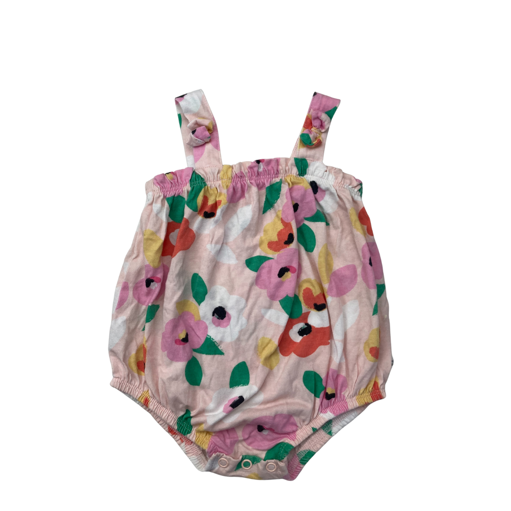 3-6M Pink Poppy Strappy Romper - Woolworths
