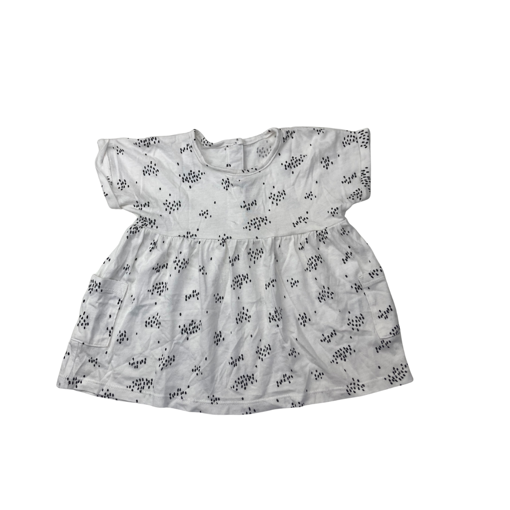 3-6M White & Black Speckled Babydoll Top - Matalan