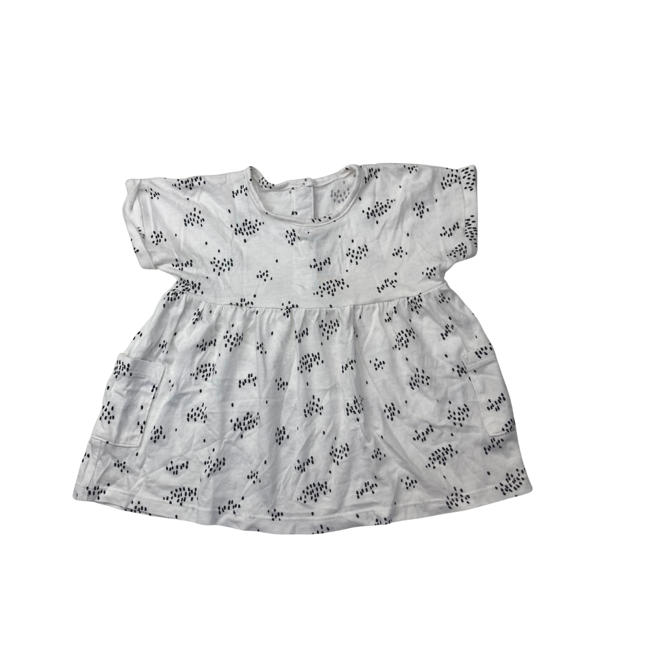 3-6M White & Black Speckled Babydoll Top - Matalan