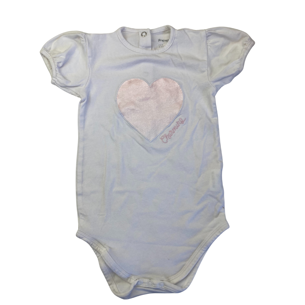 18-24M Cream & Pink Heart Puff Sleeve Bodysuit - Prenatal
