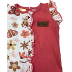 0-3M Pink & White Butterfly Frill Romper - Hooligans
