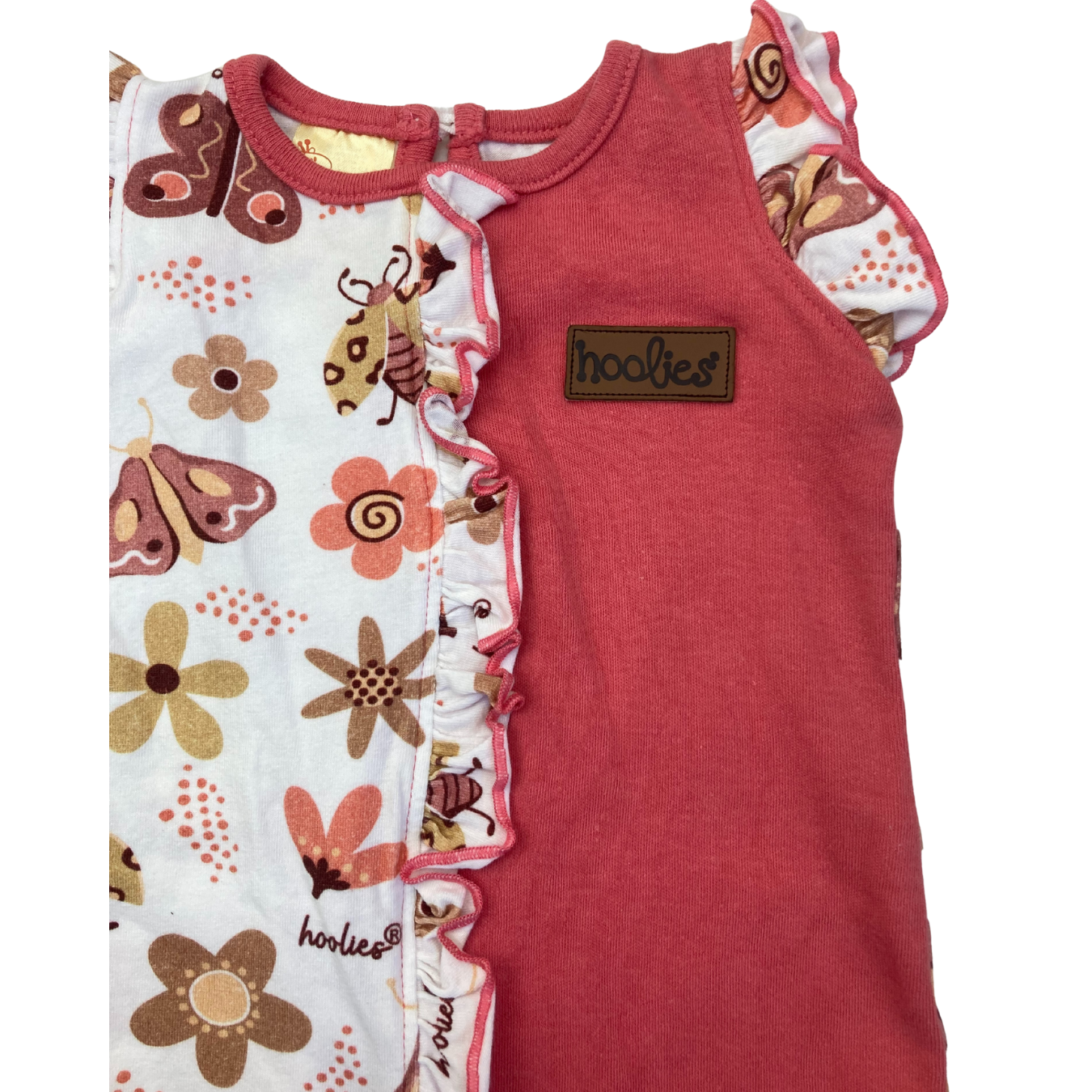 0-3M Pink & White Butterfly Frill Romper - Hooligans