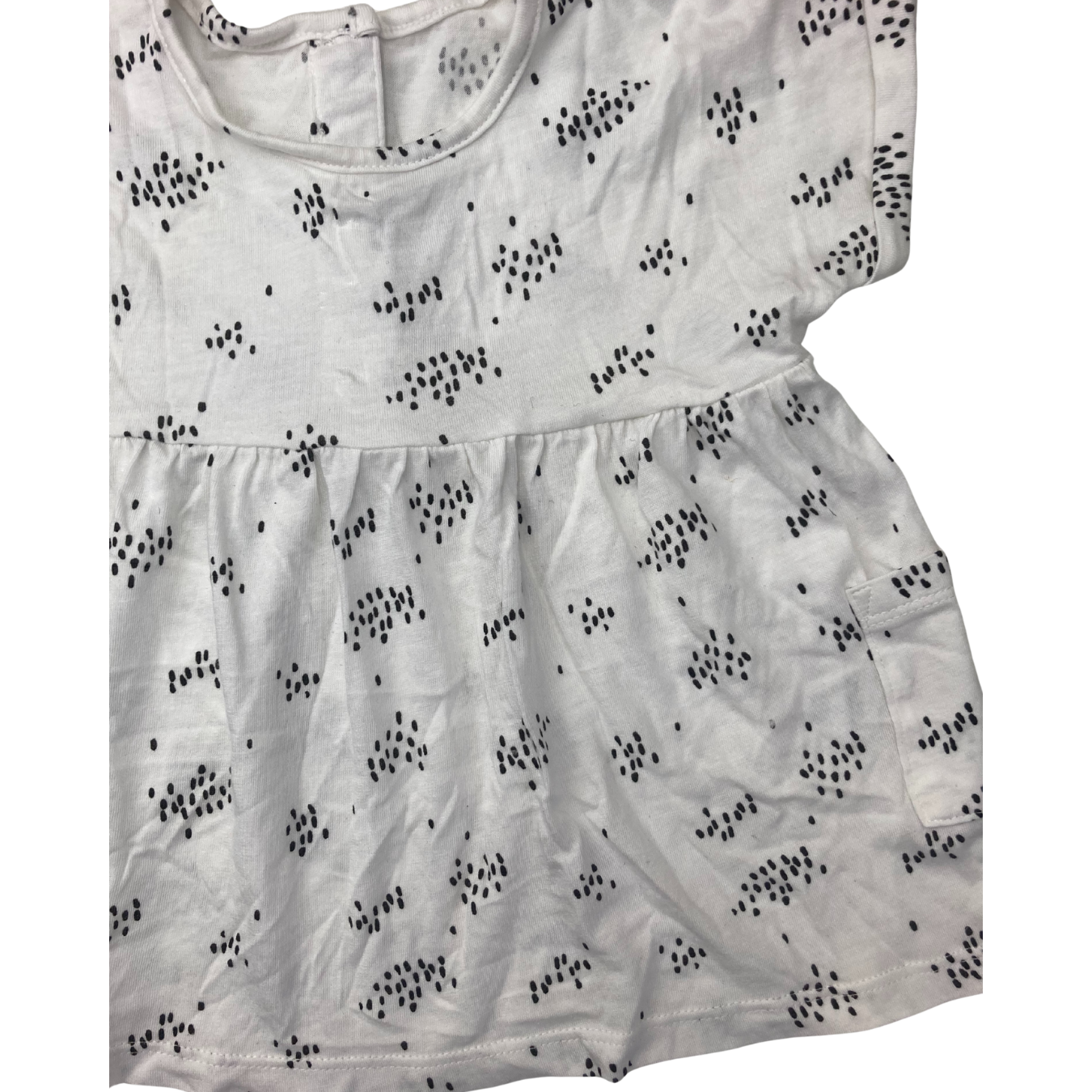 3-6M White & Black Speckled Babydoll Top - Matalan