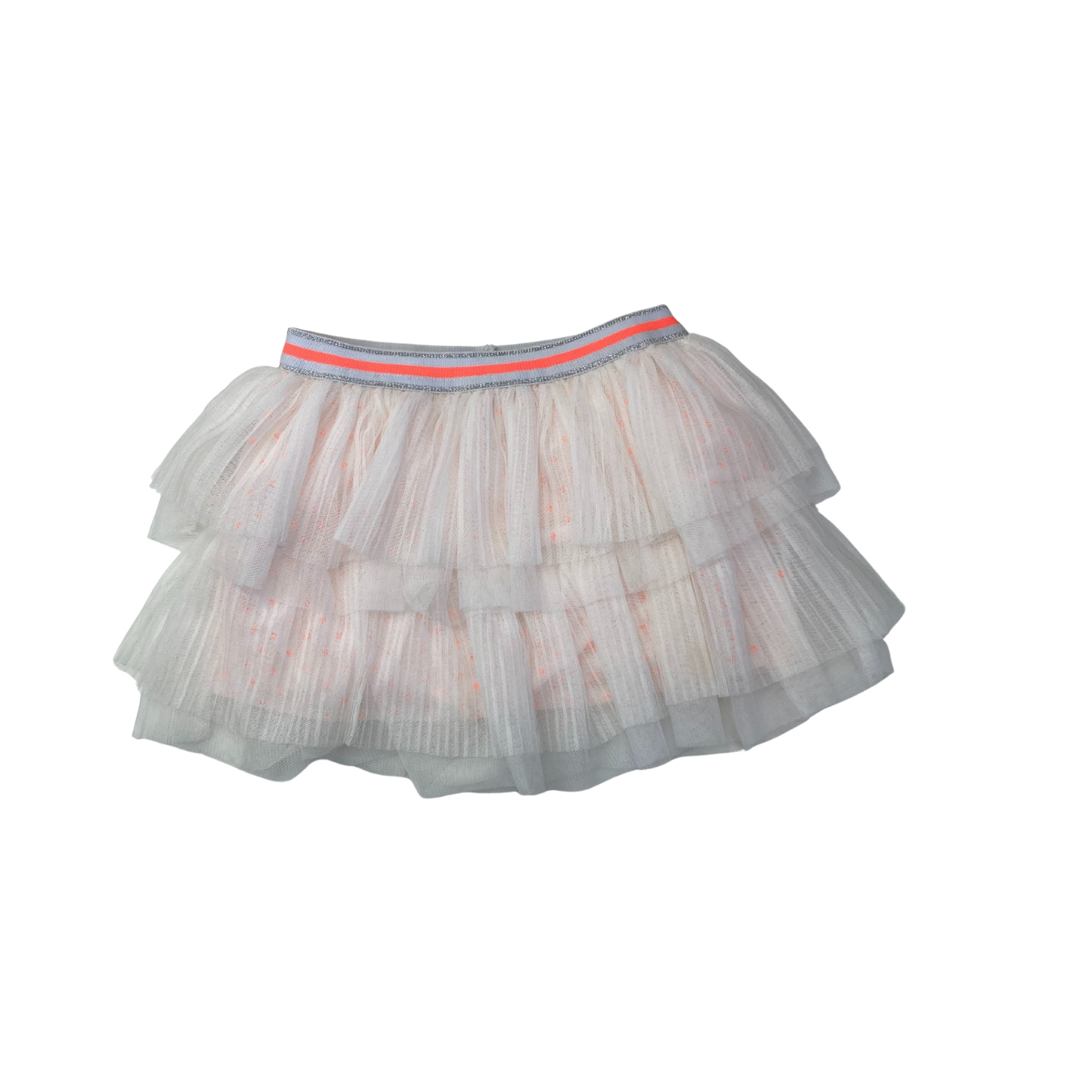 3-4Y White & Neon Coral Layered Tulle Skirt - Mr Price