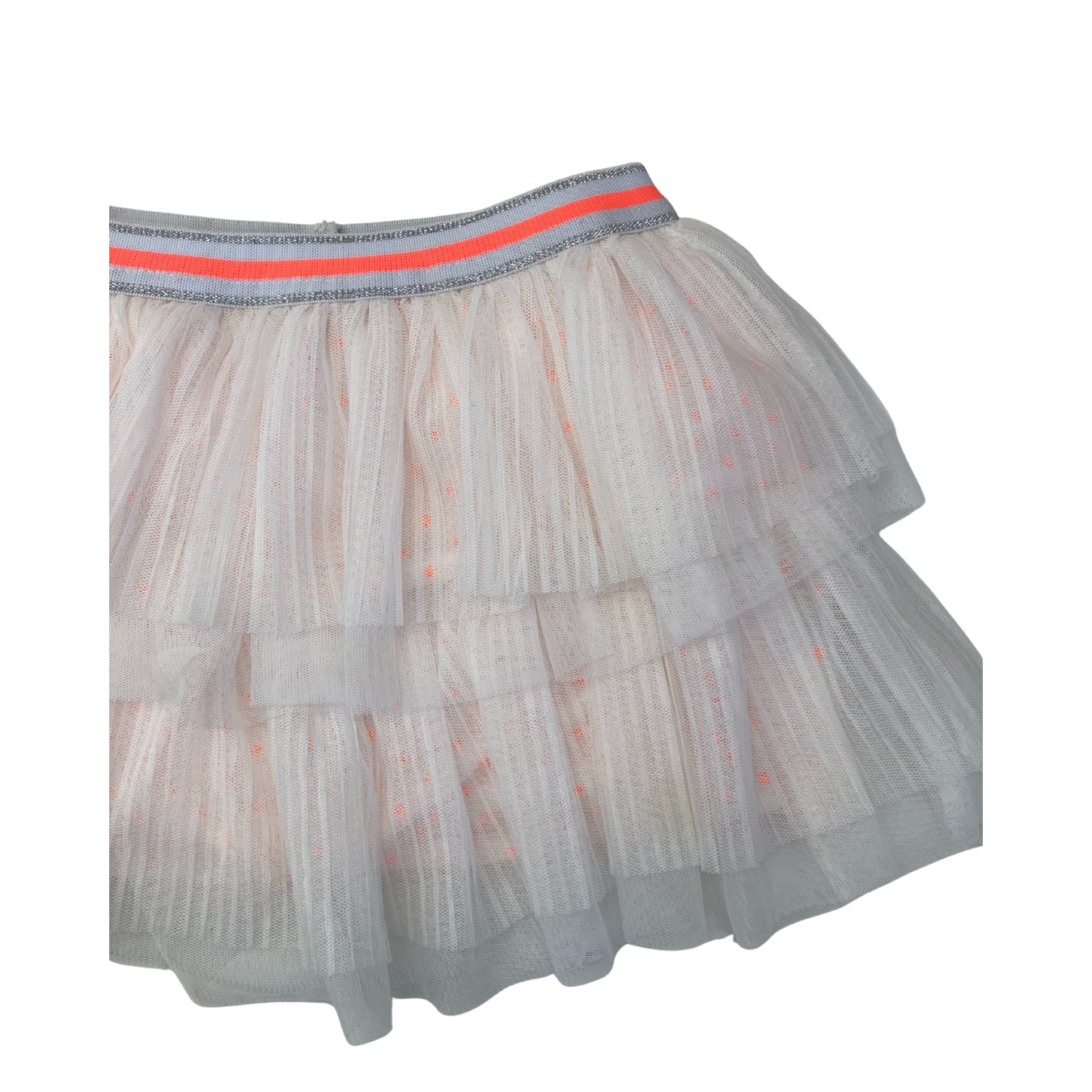 3-4Y White & Neon Coral Layered Tulle Skirt - Mr Price