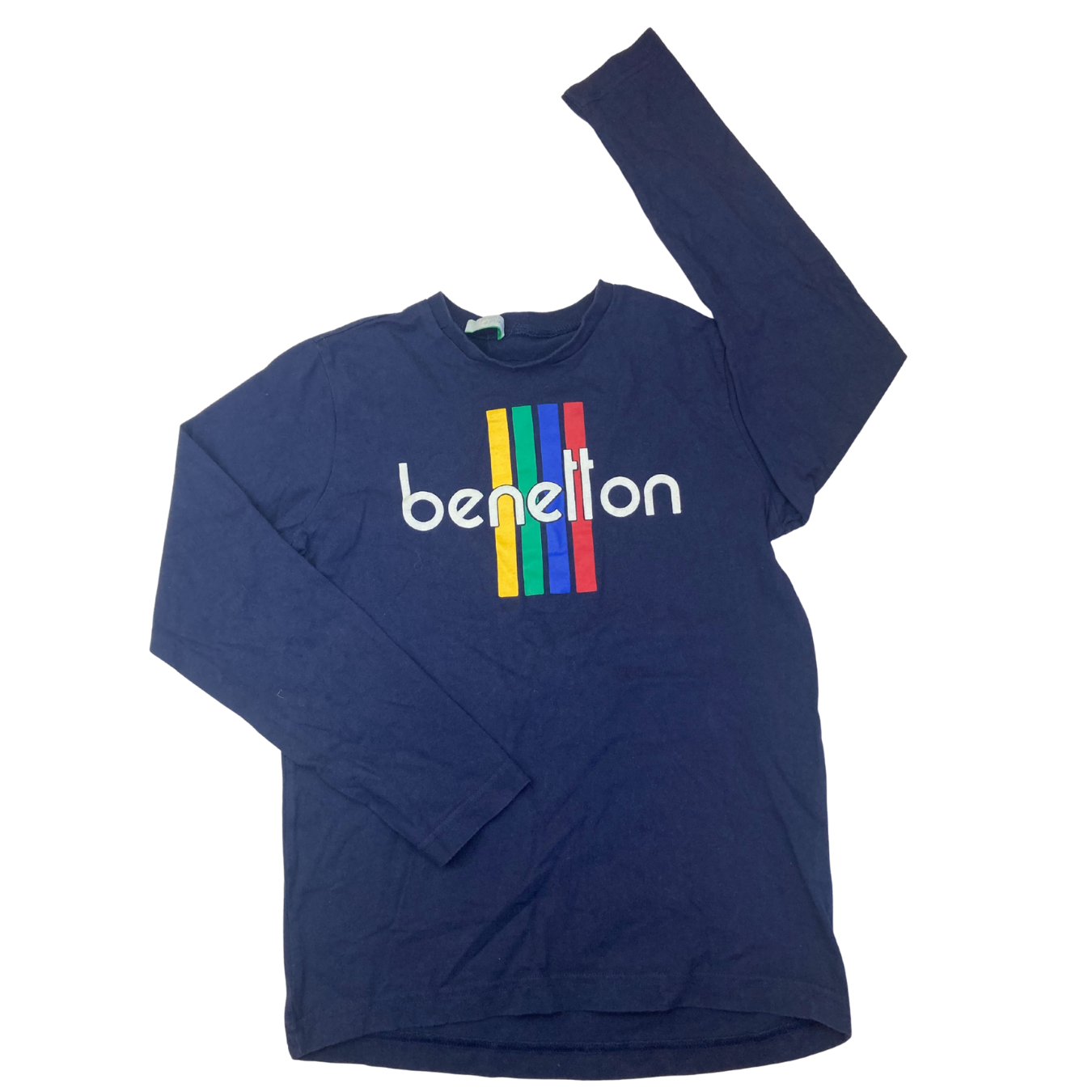 10-11Y Navy Blue Logo Long Sleeve T Shirt - Benetton