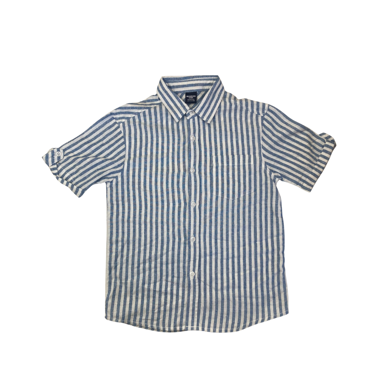 11-12Y Light Blue & White Soft Stripe Button Shirt - Reserved Kids