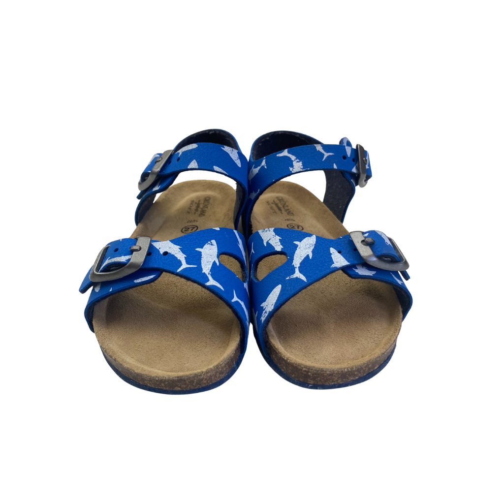 Size 27 - Blue & White Shark Cork & Leather Sandals - Grunland Junior