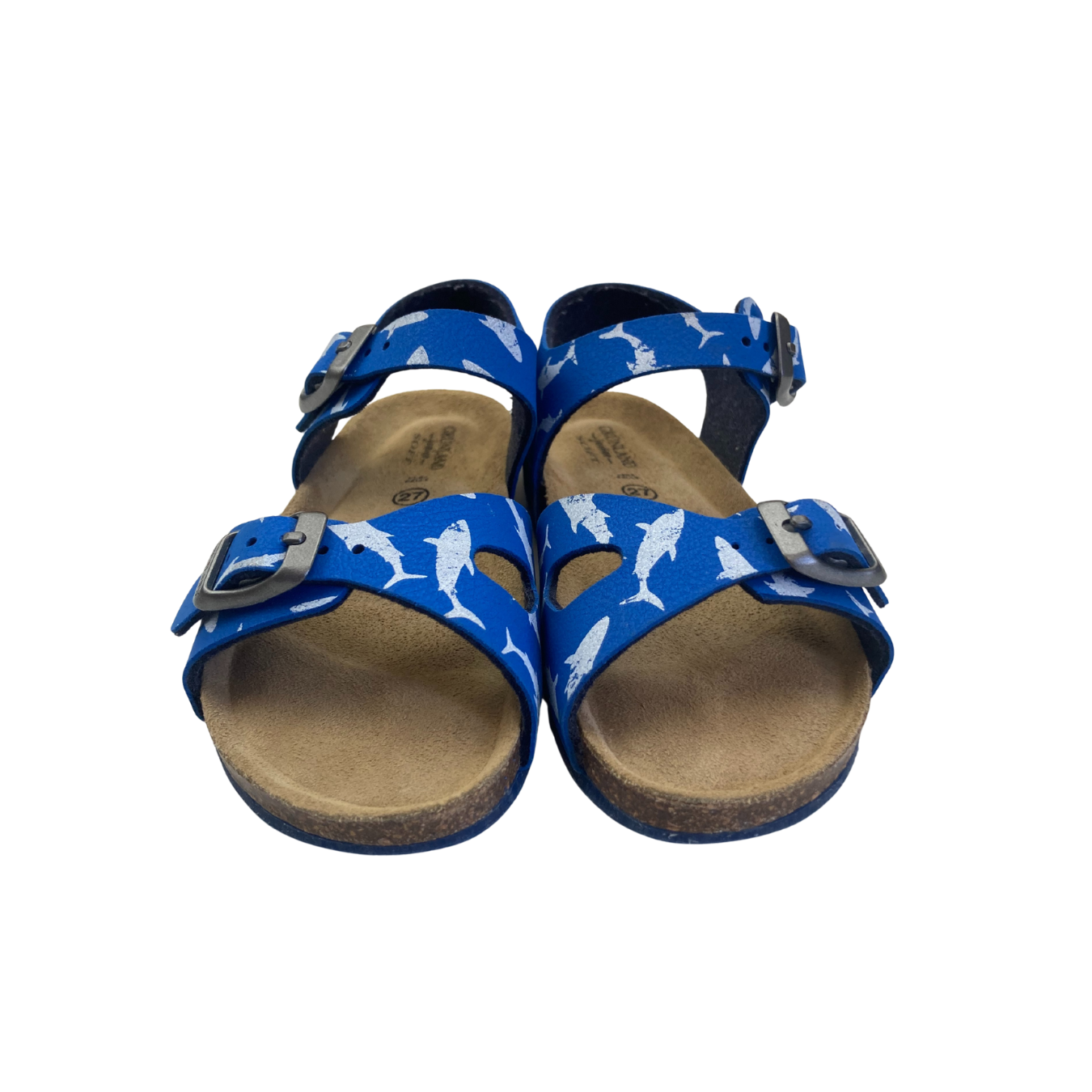 Size 27 - Blue & White Shark Cork & Leather Sandals - Grunland Junior