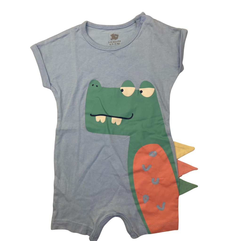 1-3M Light Blue Crocodile Batwing Romper - Woolworths
