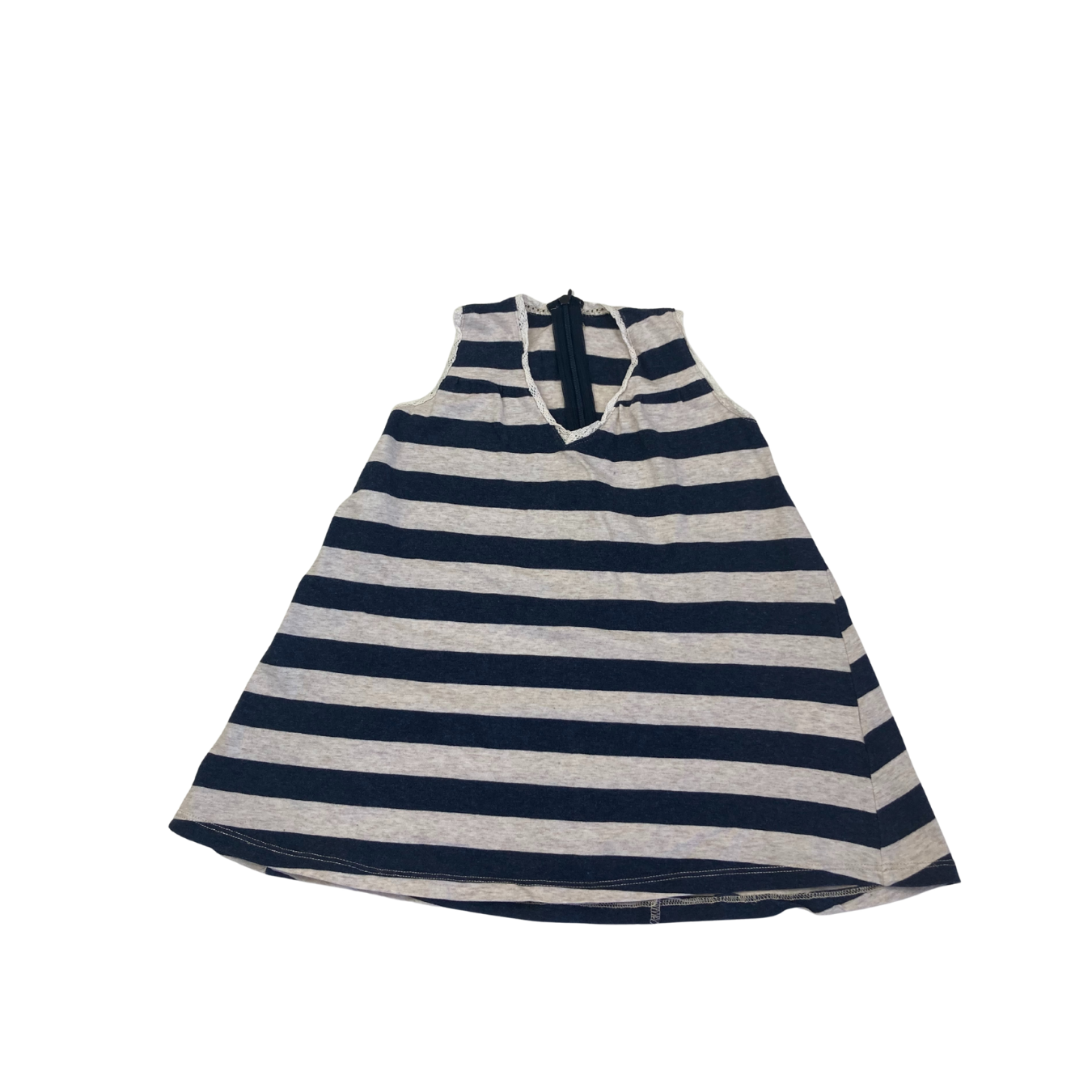 2Y Dark Blue & Beige Stripe Sleeveless Dress - Cucu Lab