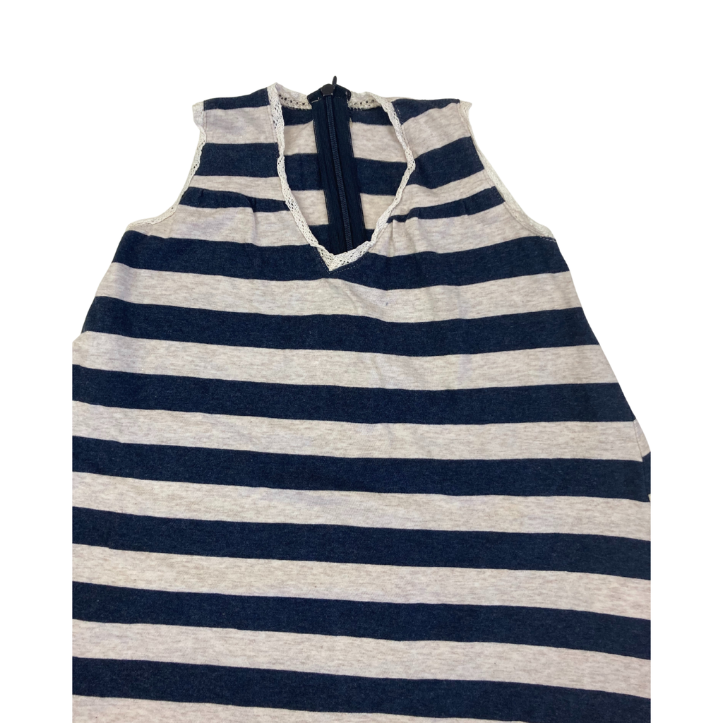 2Y Dark Blue & Beige Stripe Sleeveless Dress - Cucu Lab