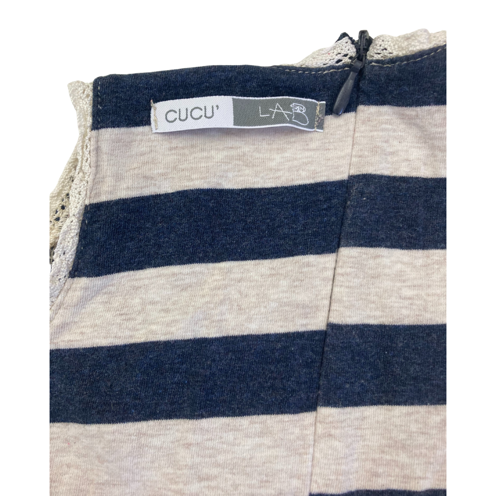2Y Dark Blue & Beige Stripe Sleeveless Dress - Cucu Lab