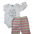 0-3M White Bodysuit & Stripe Leggings - Ackermans, Jet