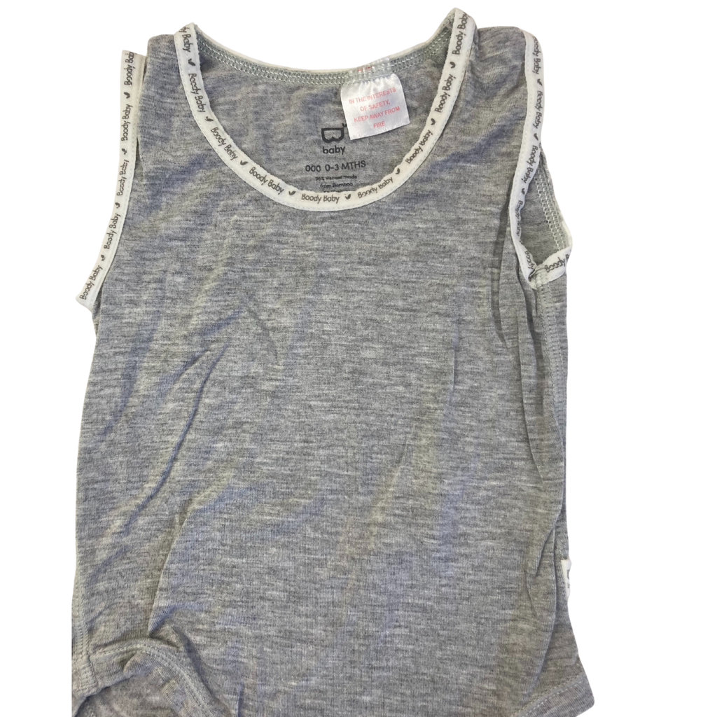 0-3M Grey Bamboo-Viscose Sleeveless Bodysuit - Boody Baby