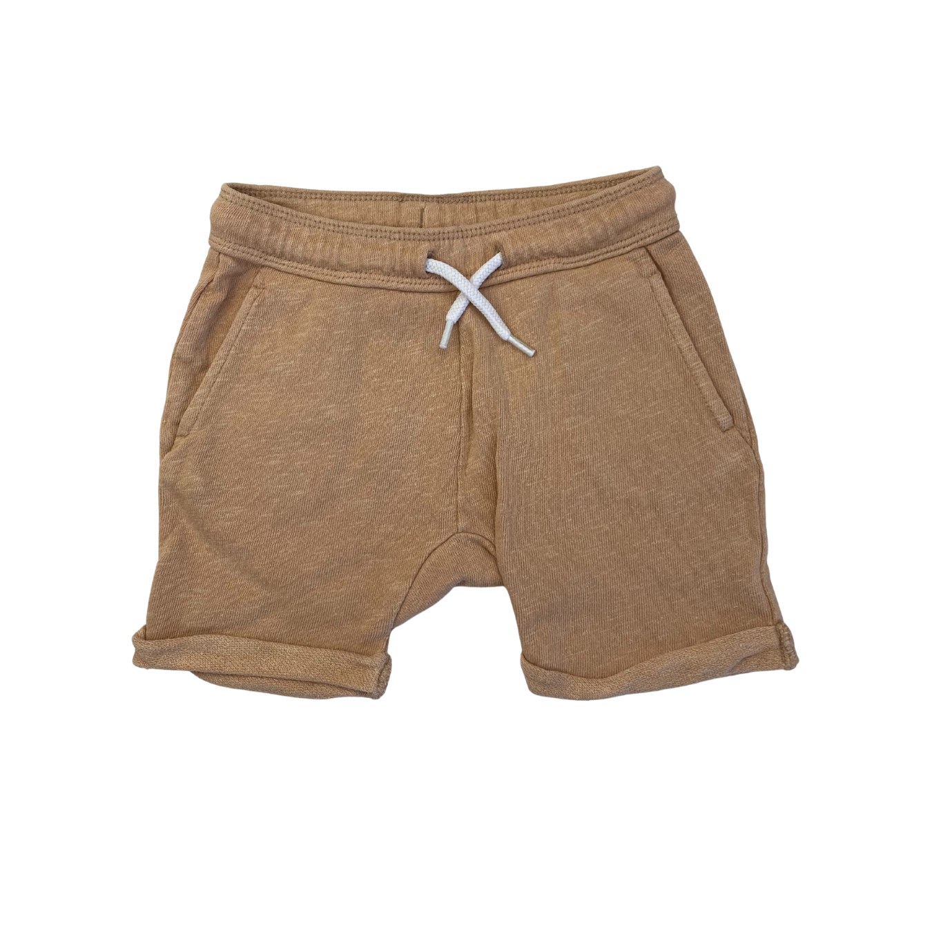UK 9-12M Peach Melange Light Knit Drawstring Shorts - H&M