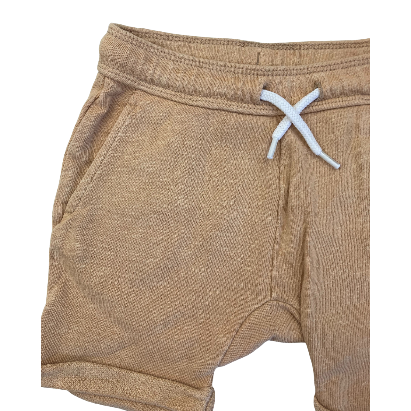 UK 9-12M Peach Melange Light Knit Drawstring Shorts - H&M