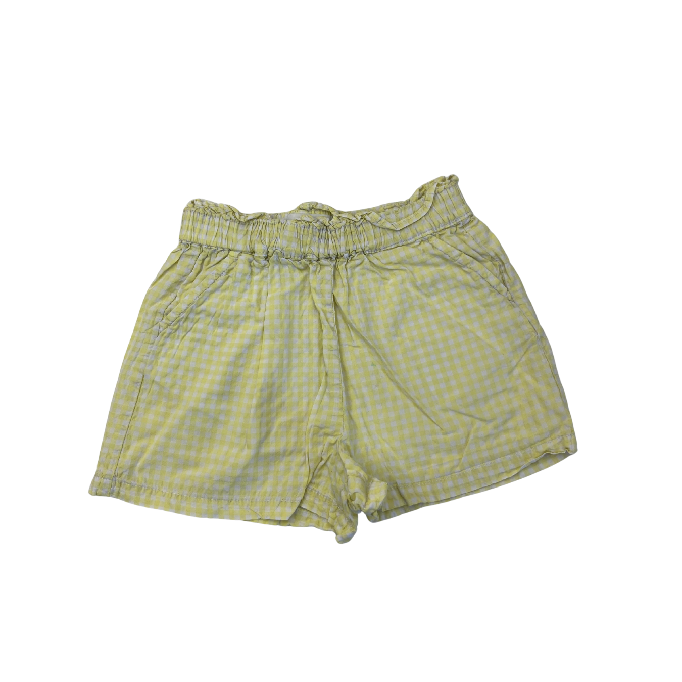 2-3Y Light Yellow & White Check Paperbag Shorts - Zara