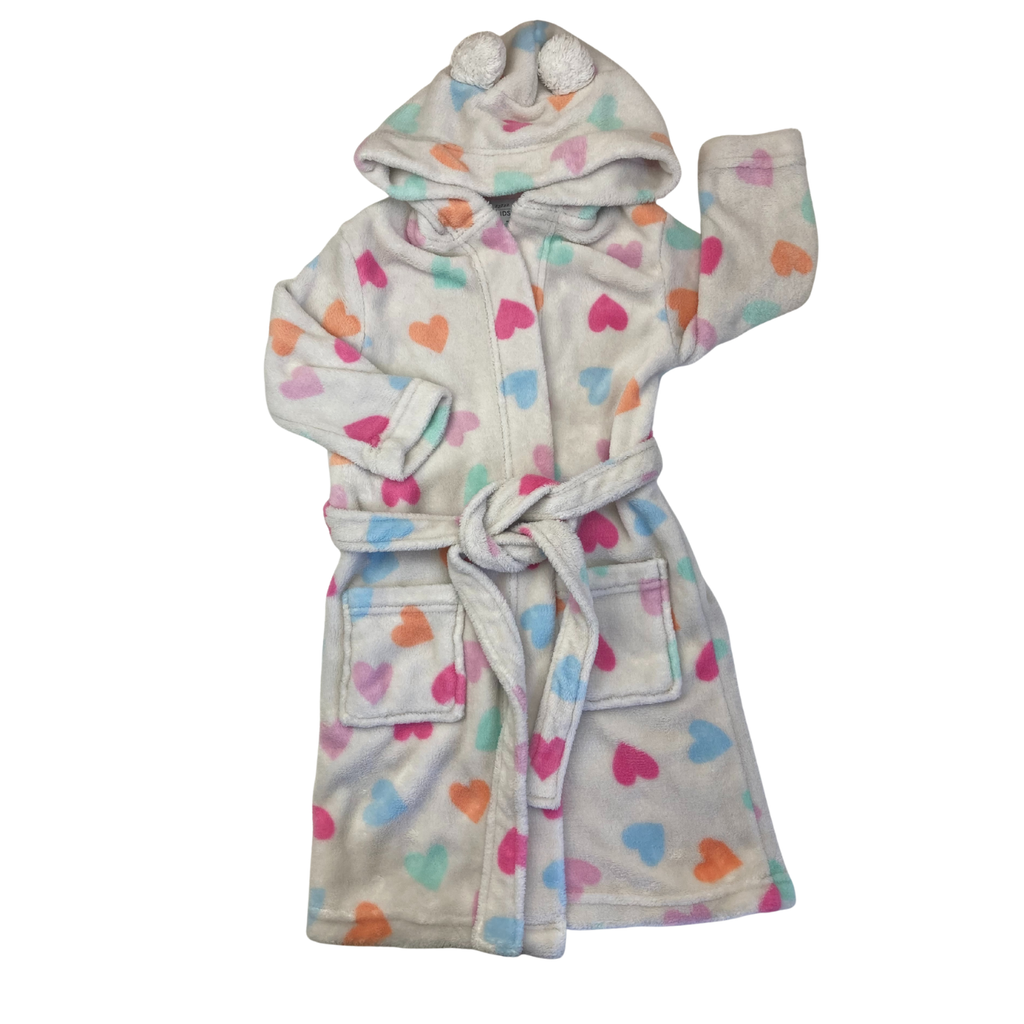 4Y Cream Pastel Heart Fleece Dressing Gown - Woolworths