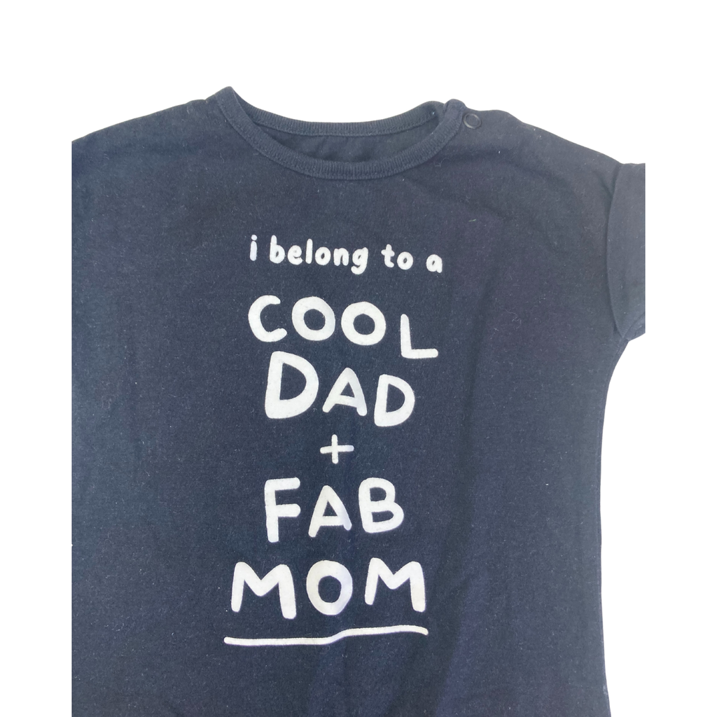 3-6M Black & White Mom + Dad Batwing Romper - Woolworths