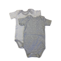 1-3M Grey Melange & Stripe Summer Bodysuits - Woolworths