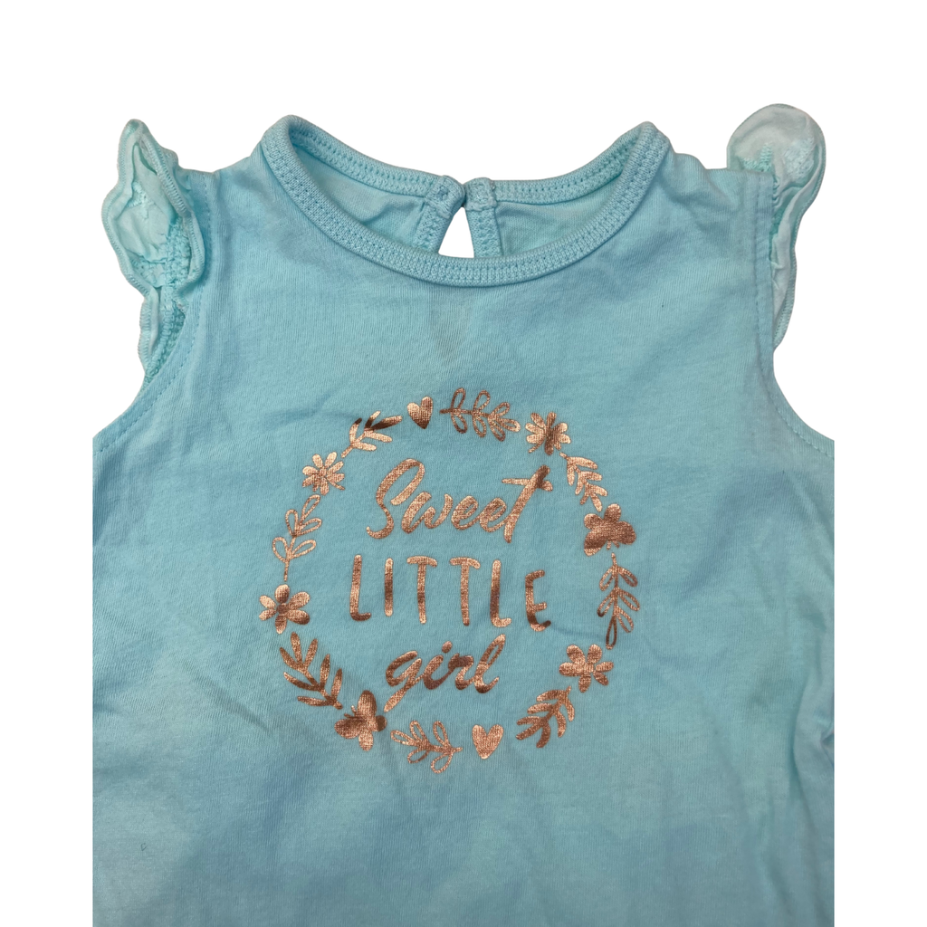 1-3M Aqua & Rose Gold "Sweet Little Girl" Bodysuit - Woolworths