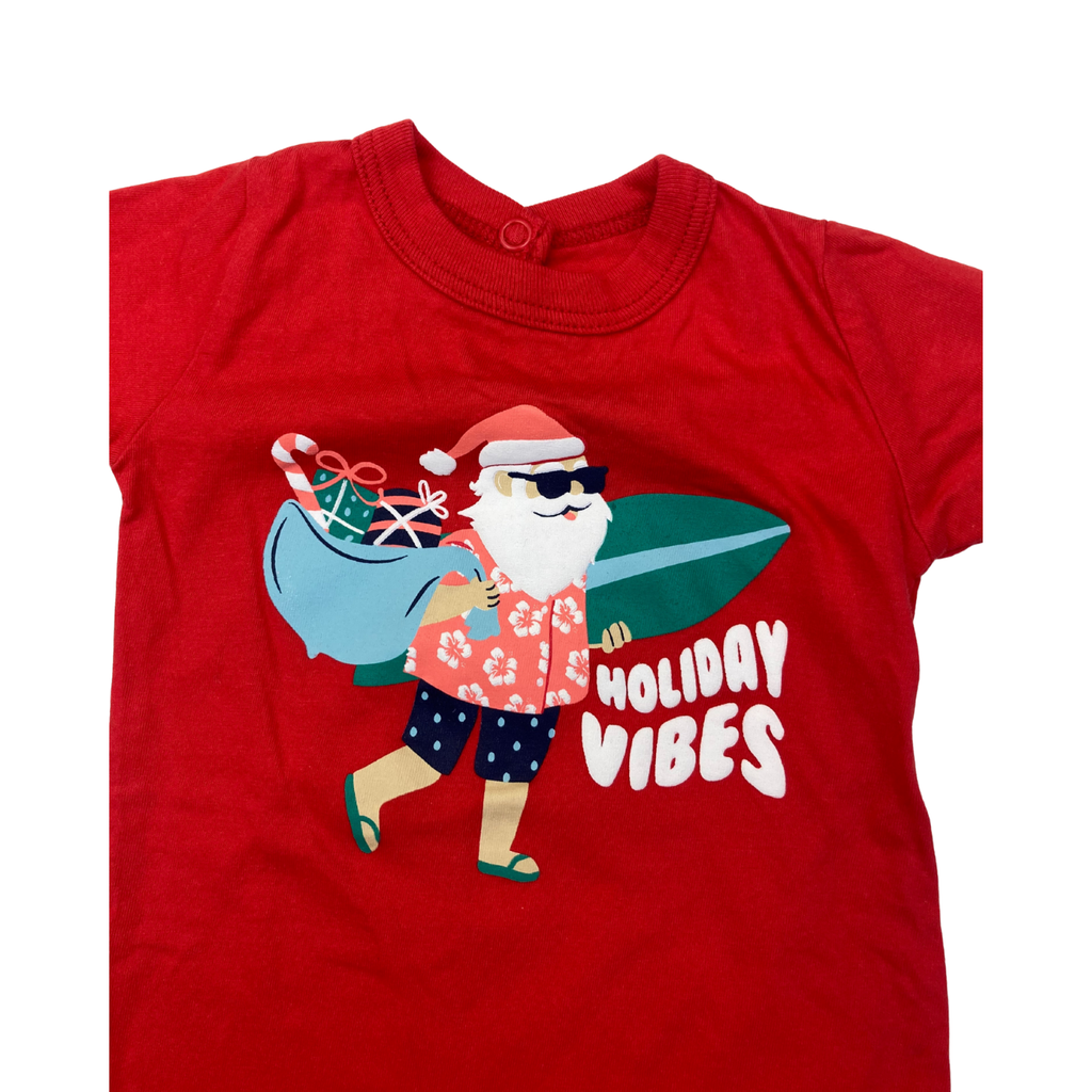 1-3M Red Santa "Holiday Vibes" Romper - Woolworths