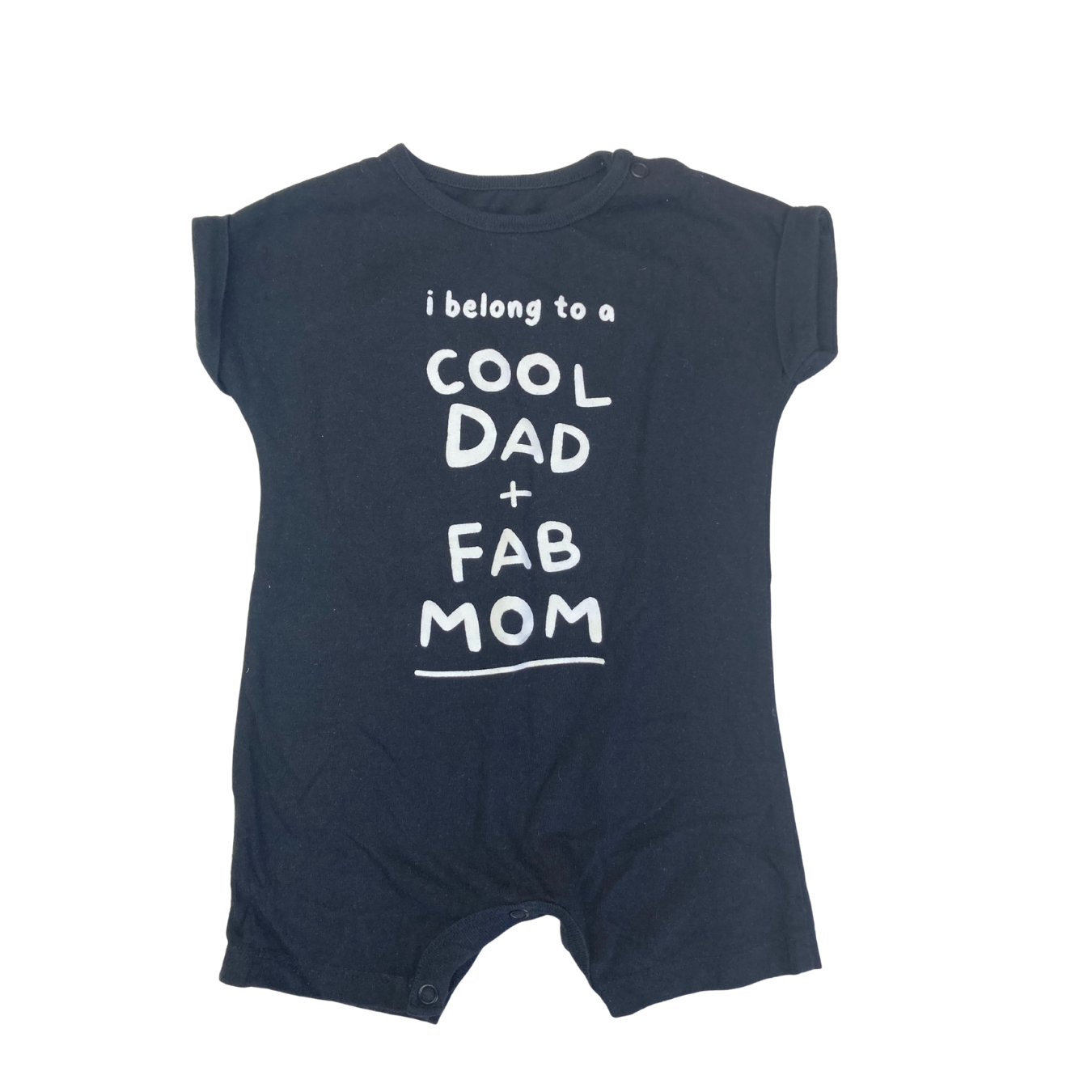 3-6M Black & White Mom + Dad Batwing Romper - Woolworths