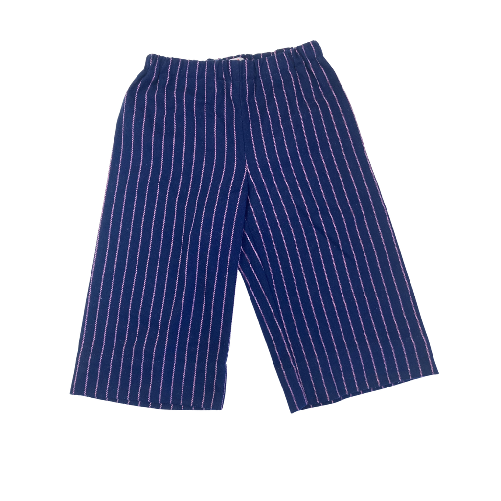 2Y Navy Blue & Pink Stripe Wide Leg Pull On Pants - Il Gufo