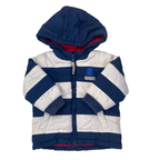 6-9M Navy Blue & White Stripe Puffer Hooded Jacket - Debenhams