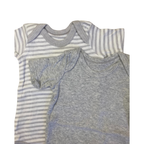1-3M Grey Melange & Stripe Summer Bodysuits - Woolworths